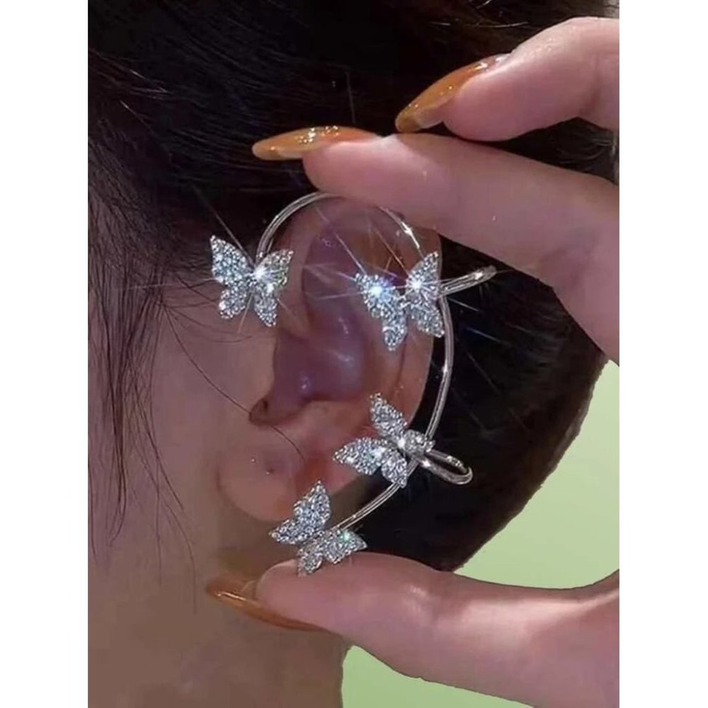 Rhinestone Butterfly Earring  Silver